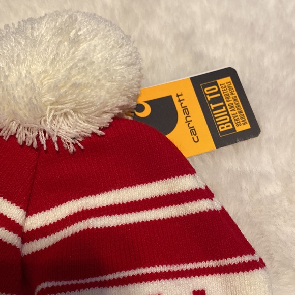 Carhartt beanie red and cream hat - Picture 3 of 5